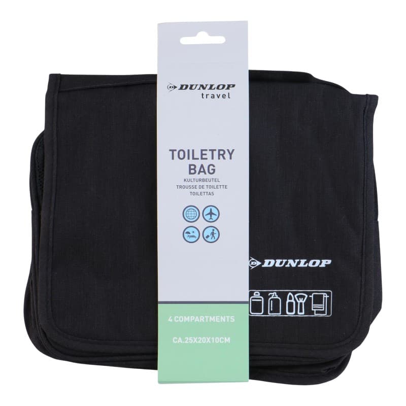 Dunlop – Travel Toiletry Bag with Hanging Hook 25x20x10 cm (Black) 3