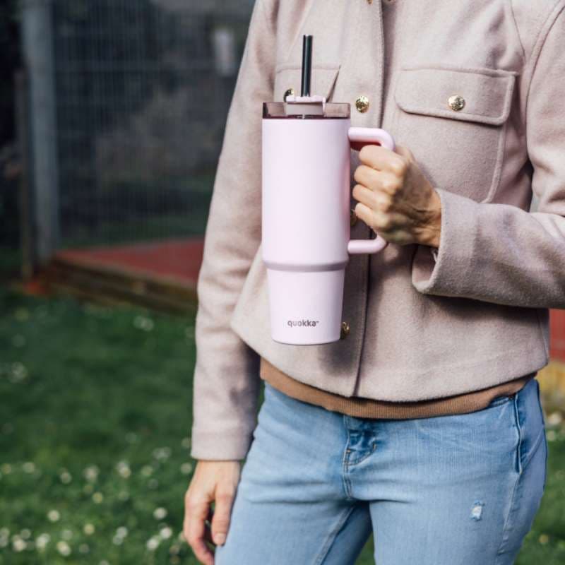 Quokka Stream - Stainless Steel Thermal Mug 950ml with Straw (Light Pink) 3