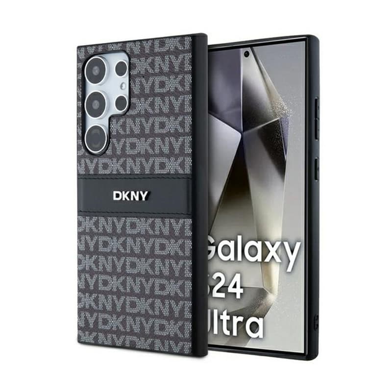 DKNY Leather Mono Stripe & Metal Logo - Samsung Galaxy S24 Ultra Case (black) 1
