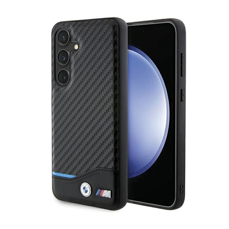 BMW Leather Carbon Blue Line - Case for Samsung Galaxy S24 (black) 1