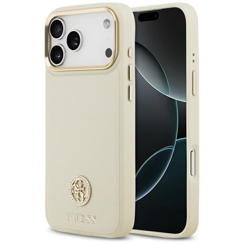 Guess Grained Strass Logo MagSafe - Case iPhone 17 Pro Max (beige)