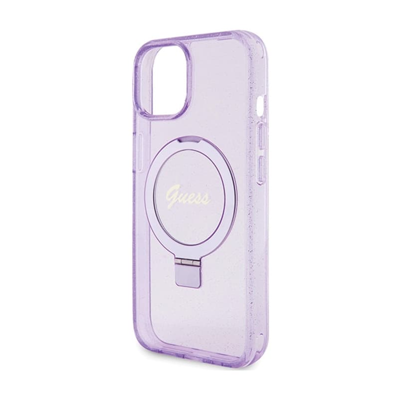 Guess Ring Stand Script Glitter MagSafe - iPhone 15 Plus Case (Purple) 6