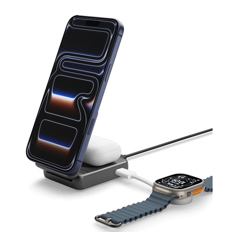 Spigen Essential EF302MOQ - 2-in-1 Wireless Charger with 25W MagSafe Qi2.2 (Black) 2