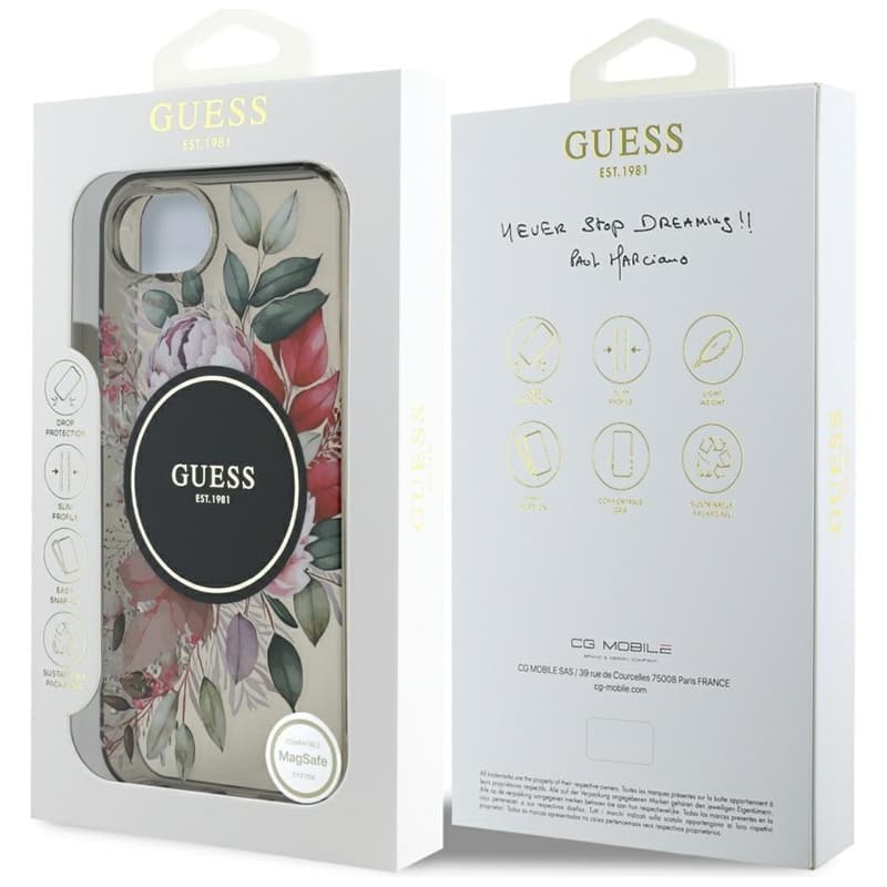 Guess IML Flowers MagSafe - Case for iPhone 16e (black) 8