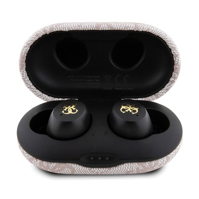 Guess 4G Metal Logo - TWS ENC Bluetooth headphones + charging case (pink) 4