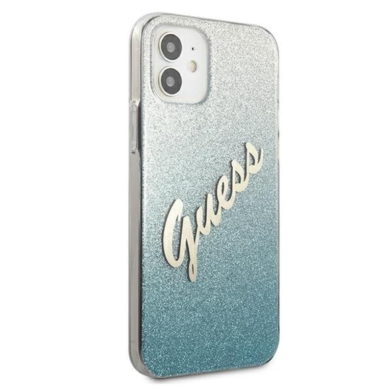 Guess Glitter Gradient Script - Case for iPhone 12 mini (Blue) 4