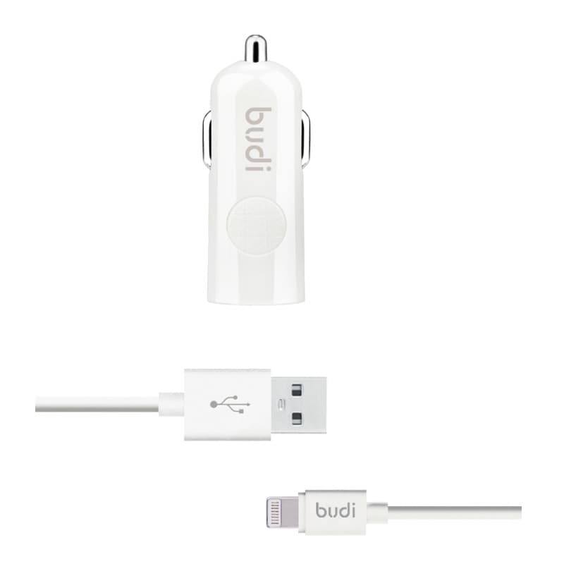 Budi - 1 USB car charger with LED indicator+lightning cable 1