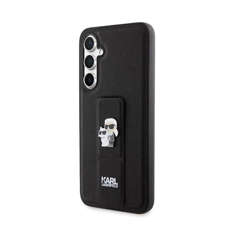 Karl Lagerfeld Gripstand Saffiano Karl & Choupette Pins - Samsung Galaxy S23 FE Case (black) 2