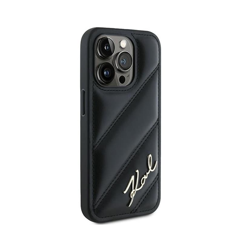 Karl Lagerfeld Diagonal Quilted Script - Case for iPhone 15 Pro Max (Black) 4