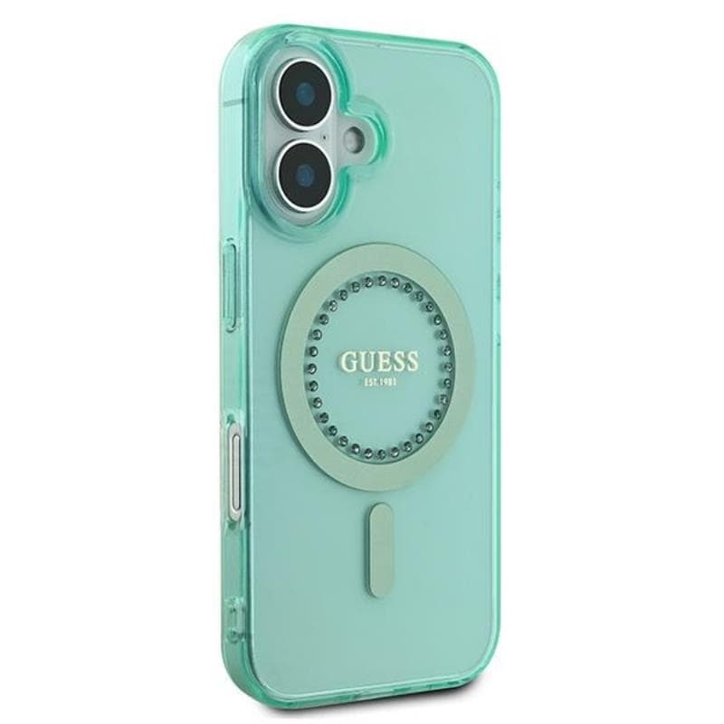 Guess IML Rhinestones MagSafe - Case for iPhone 16 Plus (Green) 4