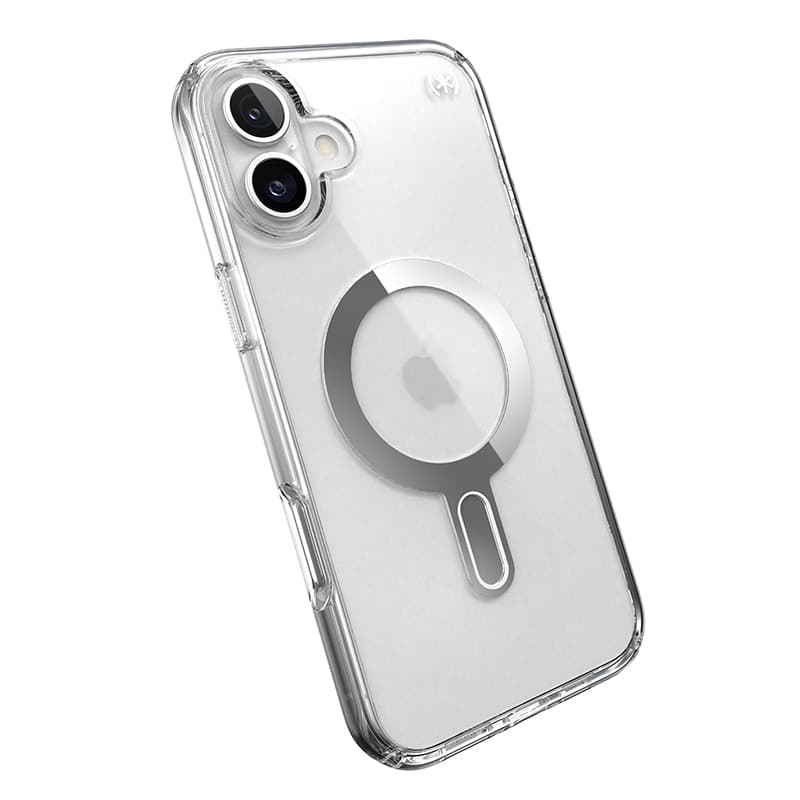 Speck Presidio Perfect-Clear ClickLock & MagSafe - iPhone 16 Plus Case (Clear / Chrome Finish / Serene Silver) 8