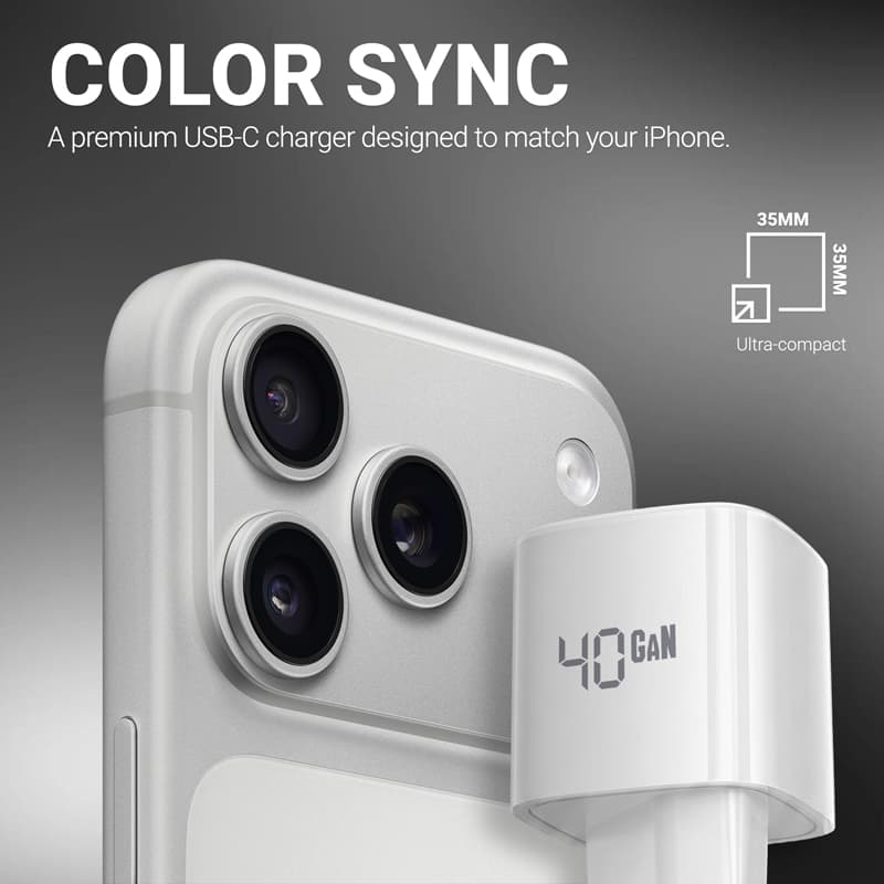 Crong NEO GaN Charger - USB-C 40W PD Charger with AVS (White) 6