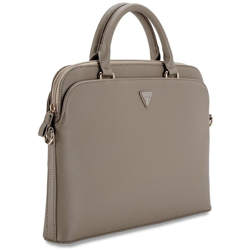 Guess Grained Zipper Pocket Triangle Logo - Laptop Bag 15" (brown) 3