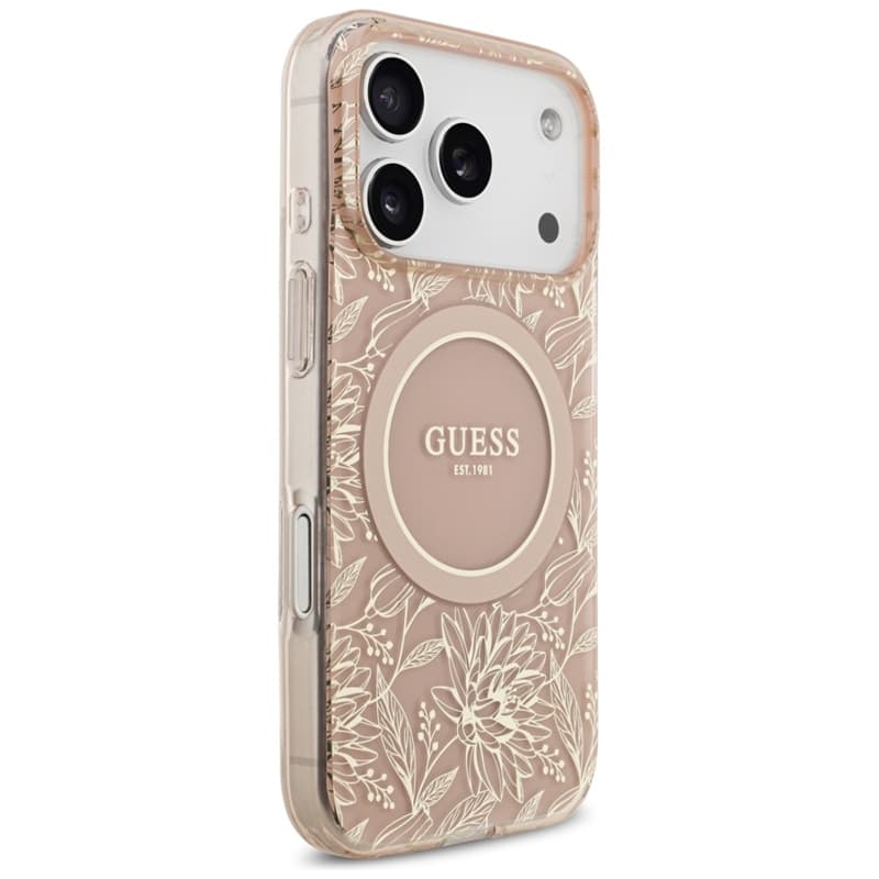 Guess IML Flowers Electro Pearl Strap MagSafe - Case iPhone 17 Pro (pink) 4