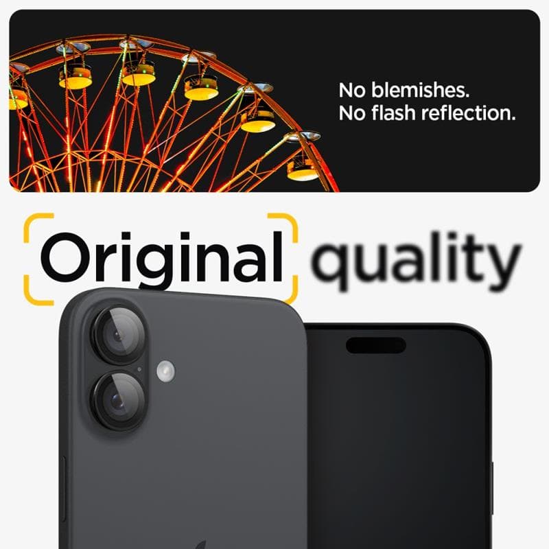 Spigen Optik Pro GLAS.TR EZ Fit Camera Protector 2-Pack - Lens Protector for iPhone 17 / 16 / 16 Plus (2 pcs) (Black) 8