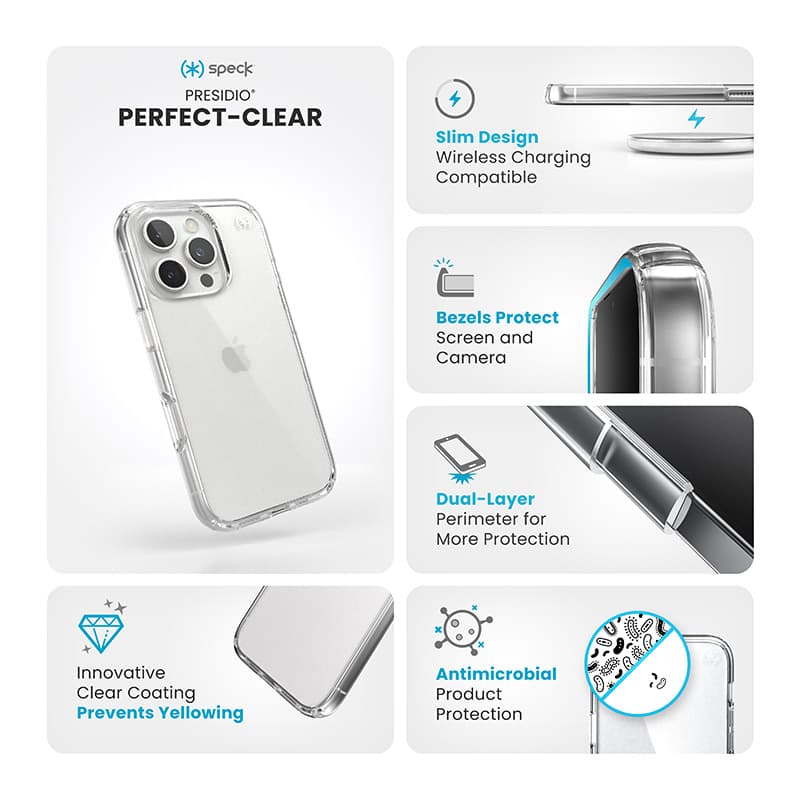 Speck Presidio Perfect-Clear - iPhone 16 Pro Case (Clear) 6