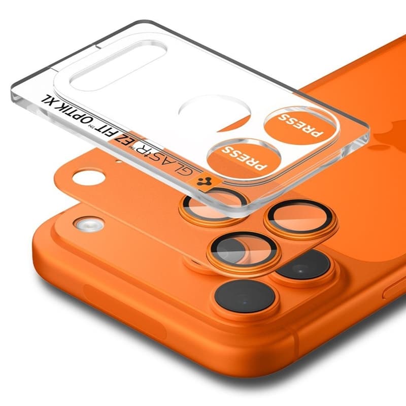 Spigen Optik Pro XL Glas.TR EZ Fit - iPhone 17 Pro Max Lens Protective Glass (Orange) 2