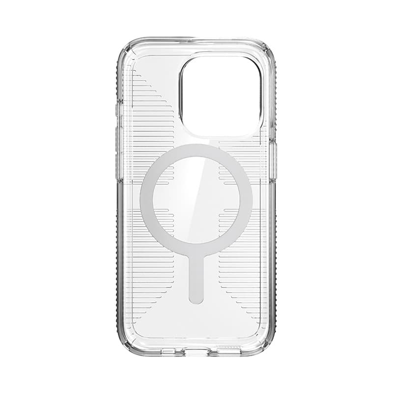 Speck Gemshell Grip + MagSafe - Case for iPhone 15 Pro (Clear / Chrome Finish) 5