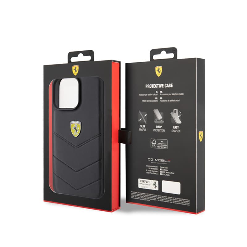 Ferrari Quilted Metal Logo - Case for iPhone 15 Pro Max (Black) 8