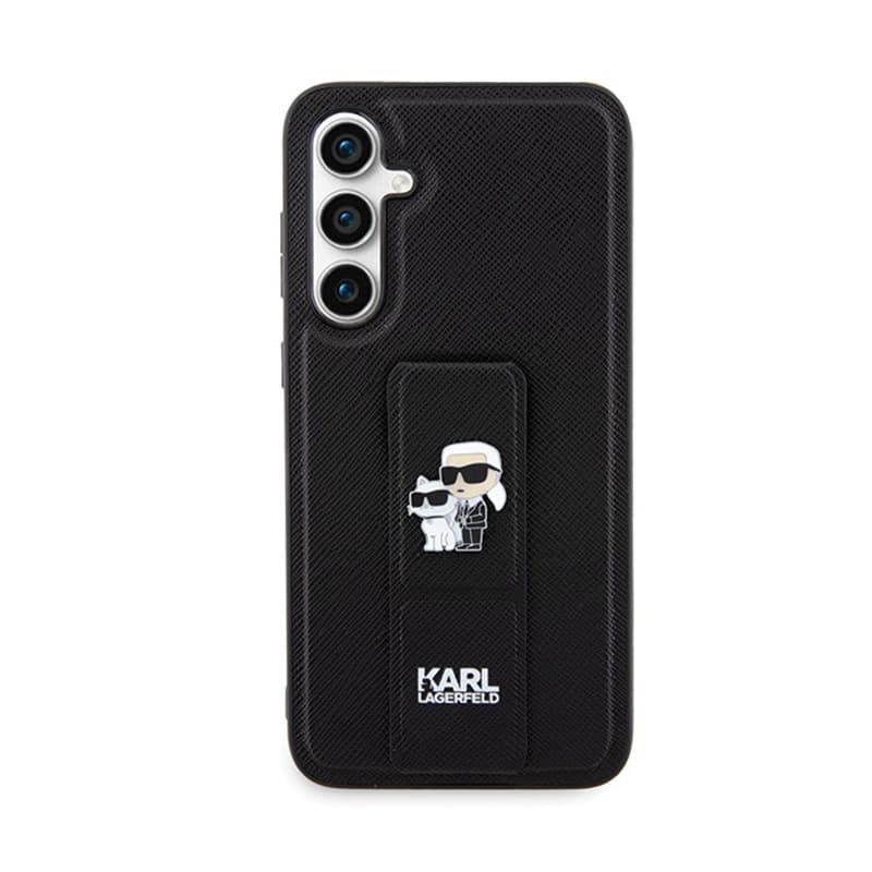 Karl Lagerfeld Gripstand Saffiano Karl & Choupette Pins - Samsung Galaxy S23 FE Case (black) 3