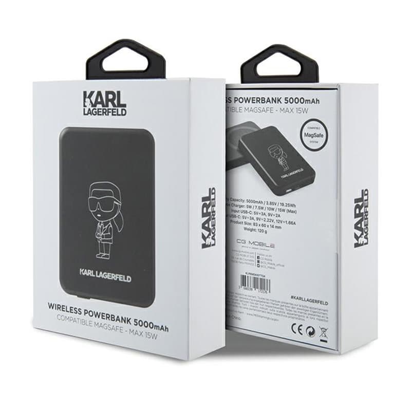 Karl Lagerfeld NFT Outline Ikonik MagSafe - Induction Power Bank 5000 mAh 15W MagSafe (black) 5