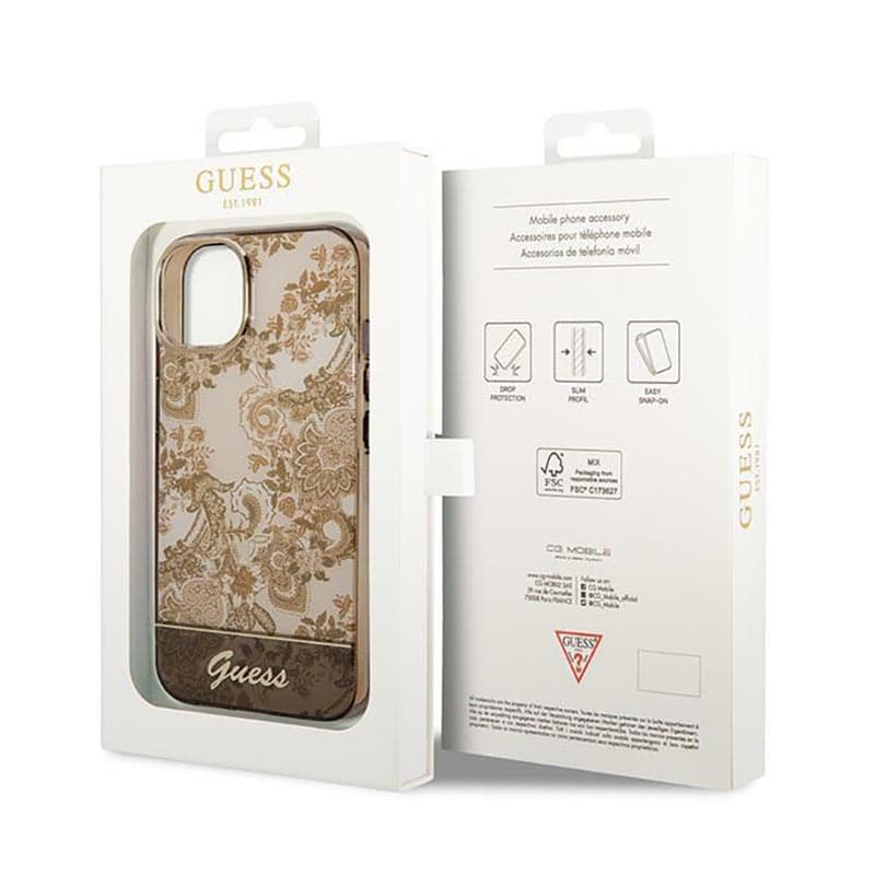 Guess Porcelain Collection - Case for iPhone 14 Plus (Ochre) 8