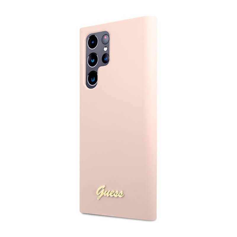 Guess Silicone Script Metal Logo - Case for Samsung Galaxy S23 Ultra (Pink) 2