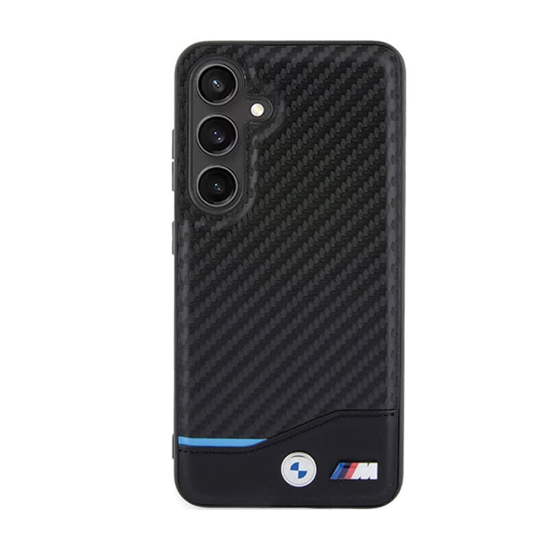 BMW Leather Carbon Blue Line - Case for Samsung Galaxy S24 (black) 3
