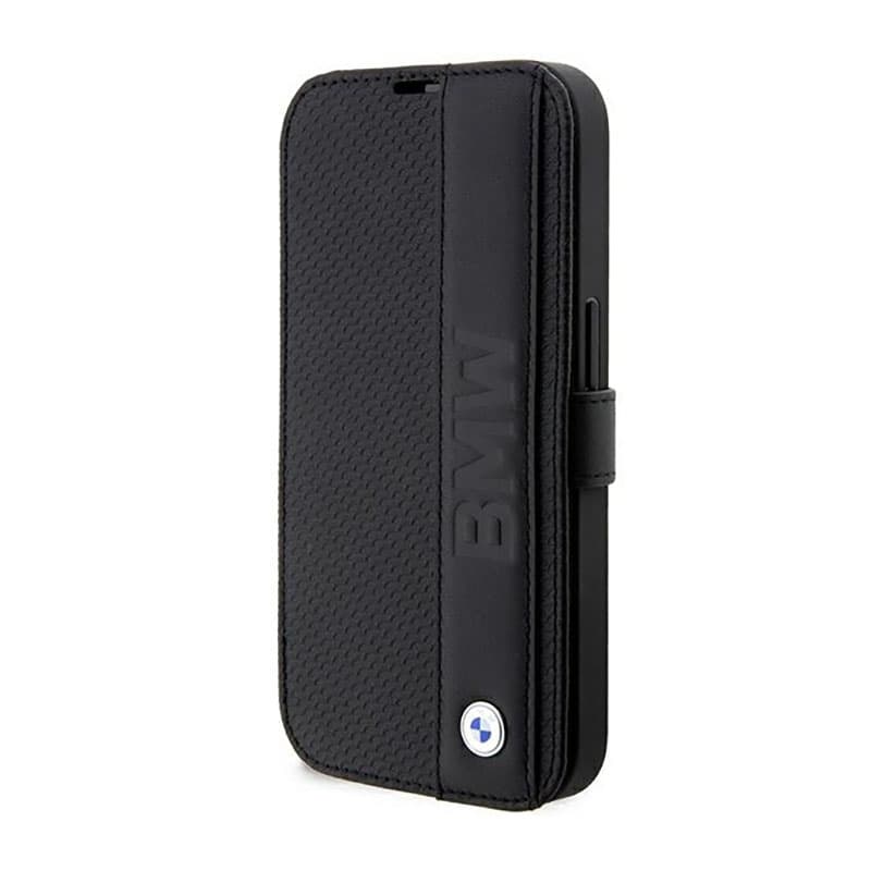 BMW Booktype Leather Textured & Stripe - Case for iPhone 14 Pro (Black) 3