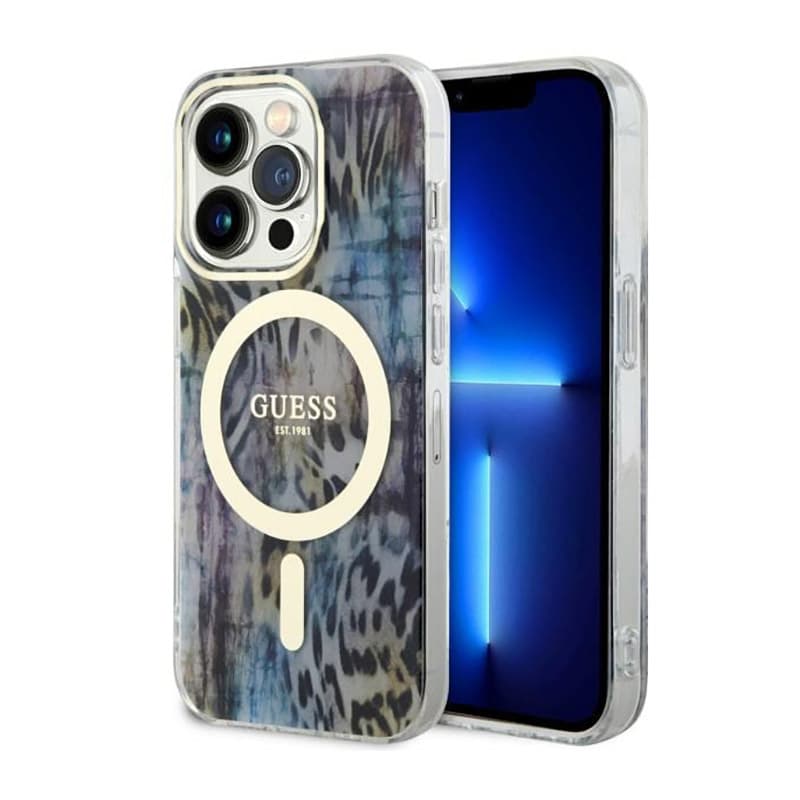 Guess Leopard MagSafe - Case for iPhone 14 Pro (Blue) 1