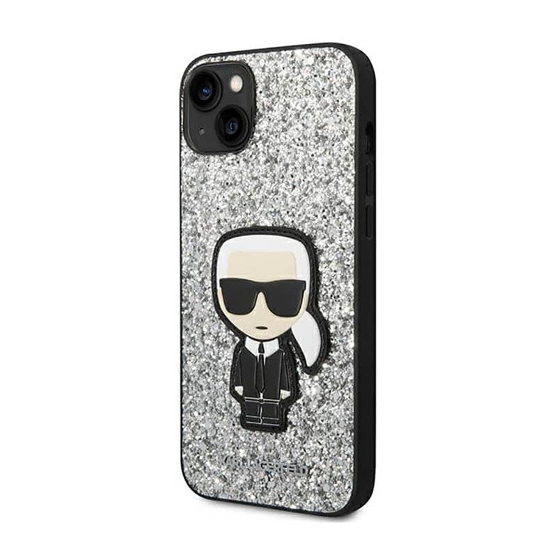 Karl Lagerfeld Glitter Flakes Ikonik - Case for iPhone 14 Plus (Silver) 2