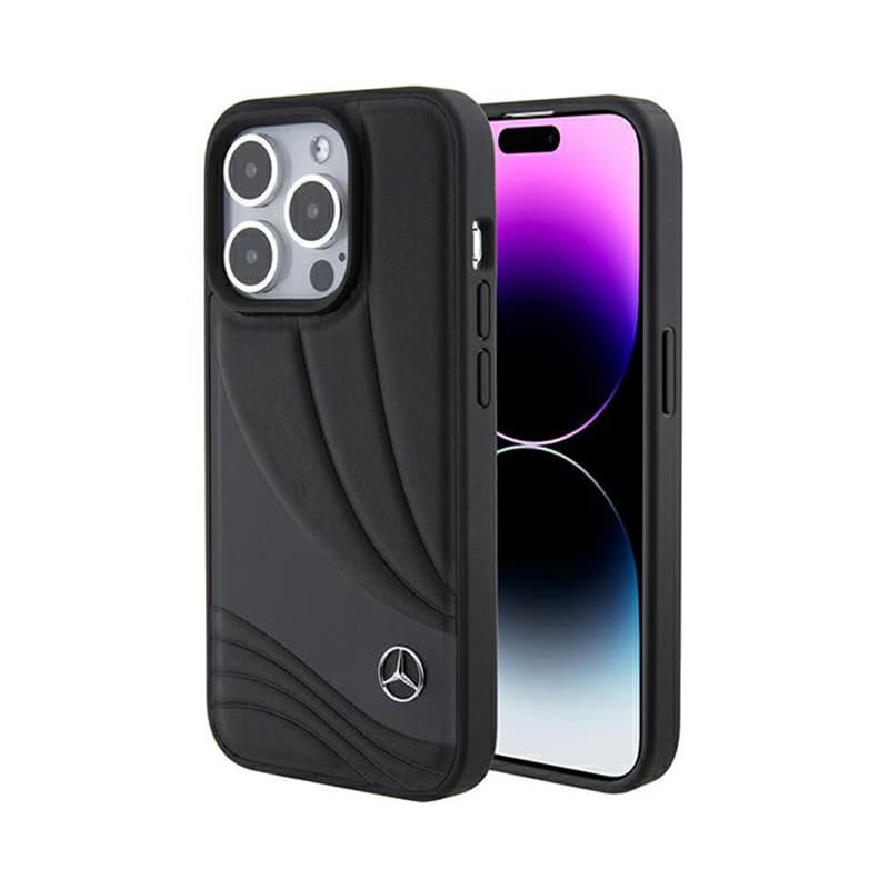 Mercedes Leather Wave Pattern - Case for iPhone 15 Pro (Black)