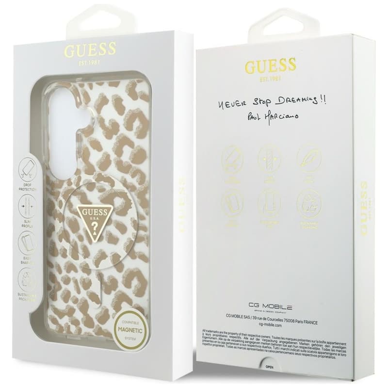 Guess IML Leopard Print Triangle MagSafe - Samsung Galaxy S26 Case (Brown) 8