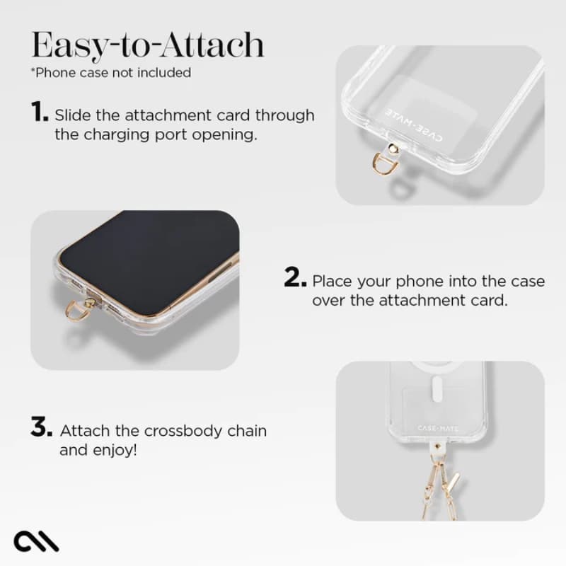 Case-Mate Phone Crossbody Chain - Shoulder chain for phone (Gold) 3
