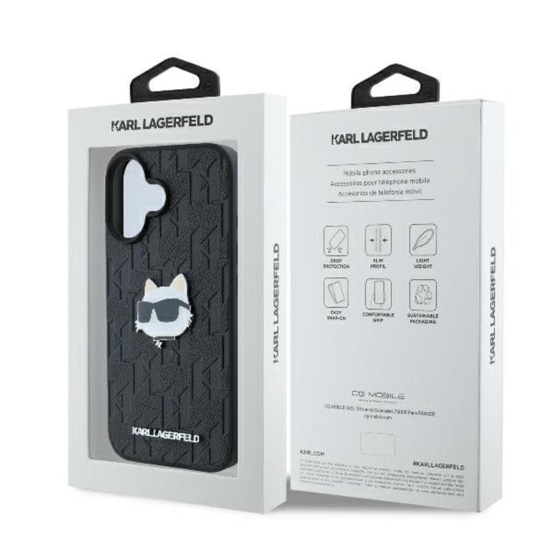 Karl Lagerfeld Monogram Choupette Head Pin - Case for iPhone 16 (black) 8