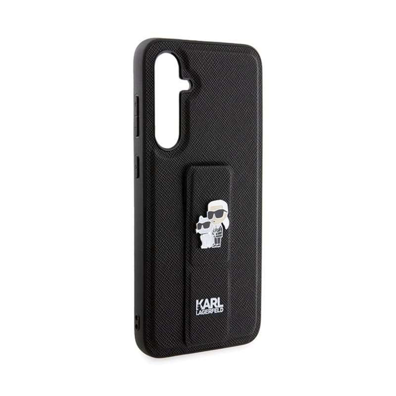 Karl Lagerfeld Gripstand Saffiano Karl & Choupette Pins - Samsung Galaxy S23 FE Case (black) 4