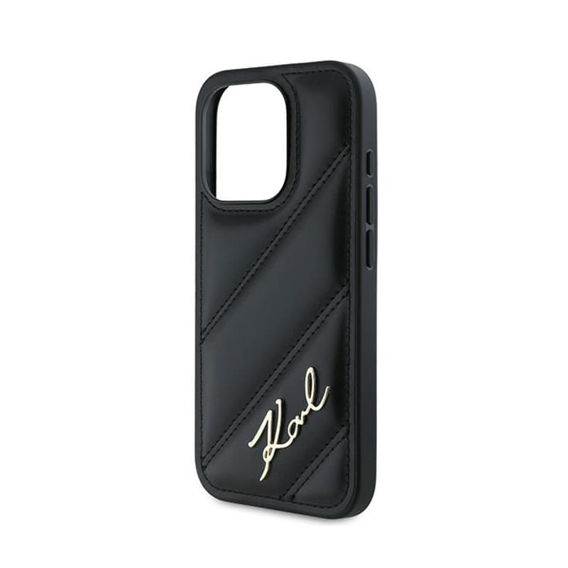 Karl Lagerfeld Diagonal Quilted Script - Case for iPhone 15 Pro Max (Black) 6