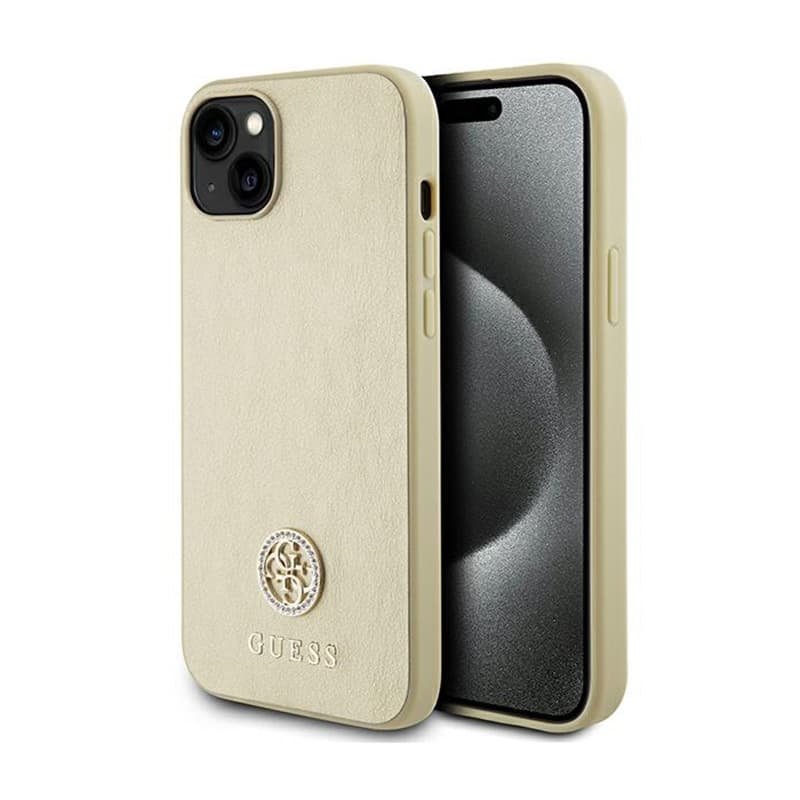 Guess 4G Strass Metal Logo - Case for iPhone 15 (Gold) 1