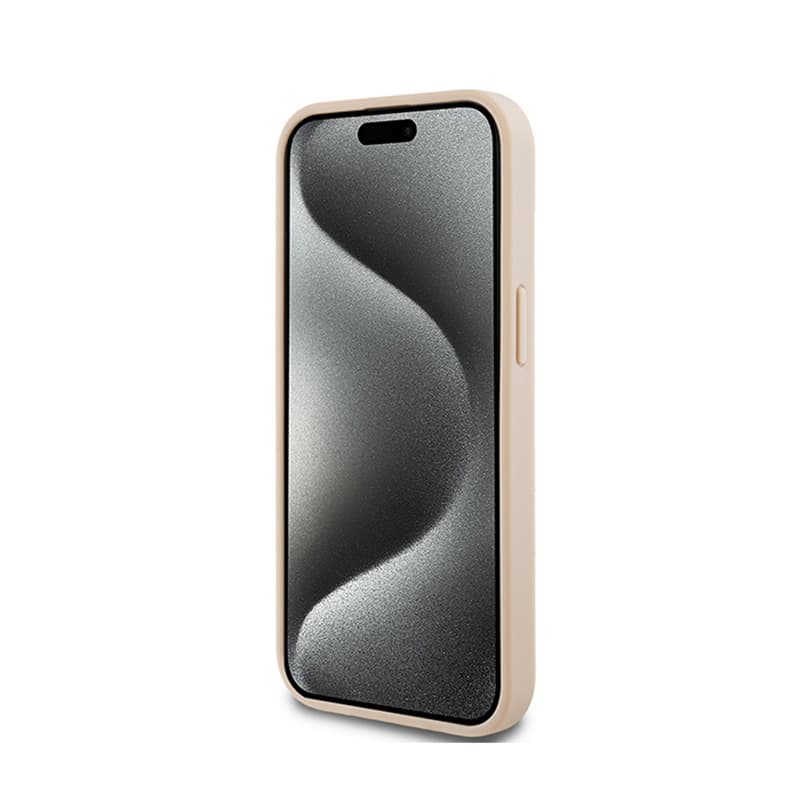 DKNY Leather Mono Stripe & Metal Logo - Case for iPhone 15 Plus / 14 Plus (pink) 5