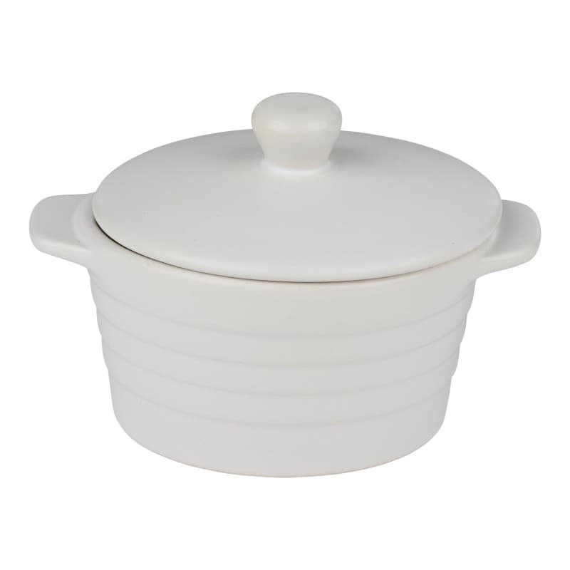 Alpina - Ceramic ovenproof dish with lid, round, 13x10 cm, 210 ml (white) 1