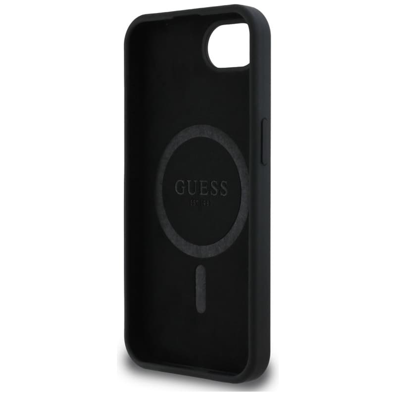 Guess Silicone Script Metal Logo MagSafe - Case for iPhone 16e (black) 7