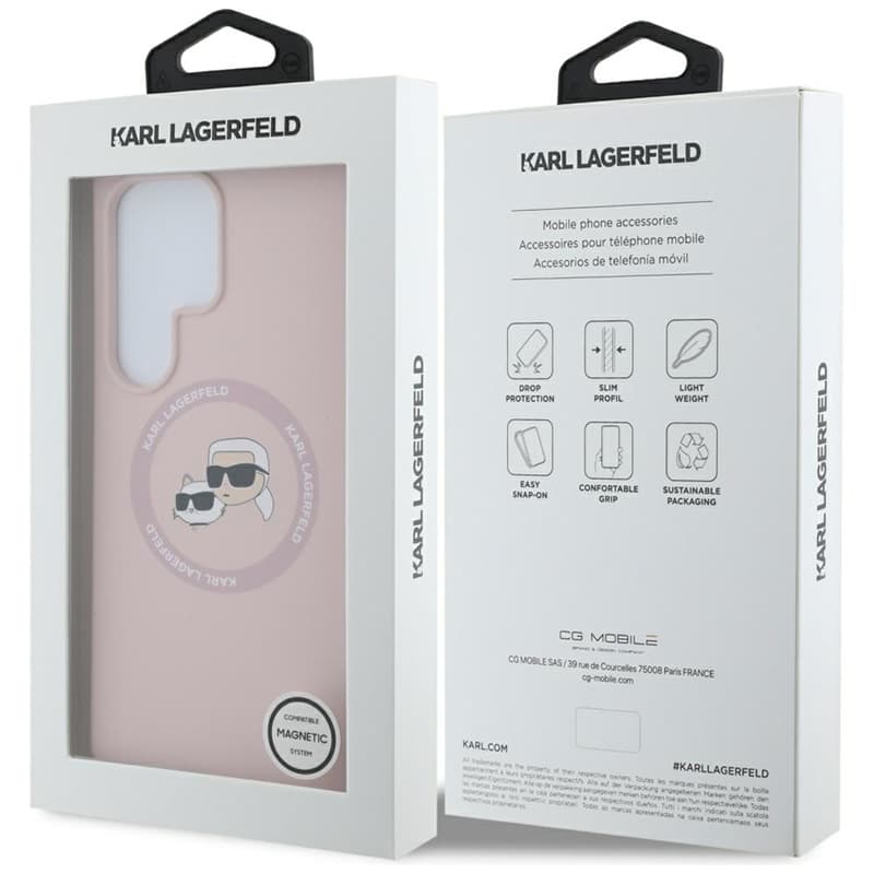 Karl Lagerfeld Silicone Double Heads And Circle MagSafe - Case for Samsung Galaxy S25 Ultra (Pink) 8
