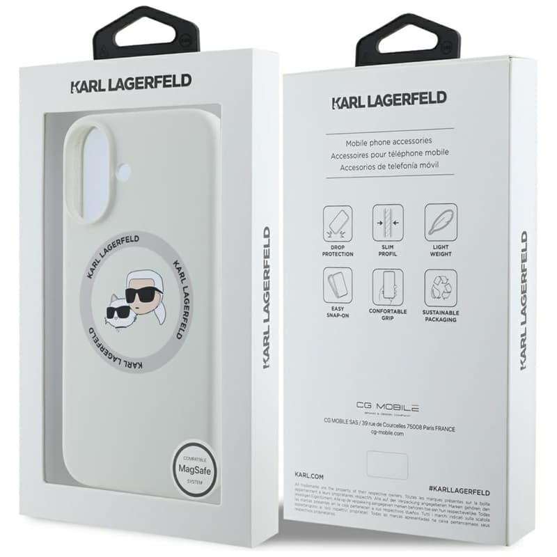 Karl Lagerfeld Silicone Double Heads And Circle MagSafe - Case for iPhone 16 (beige) 8