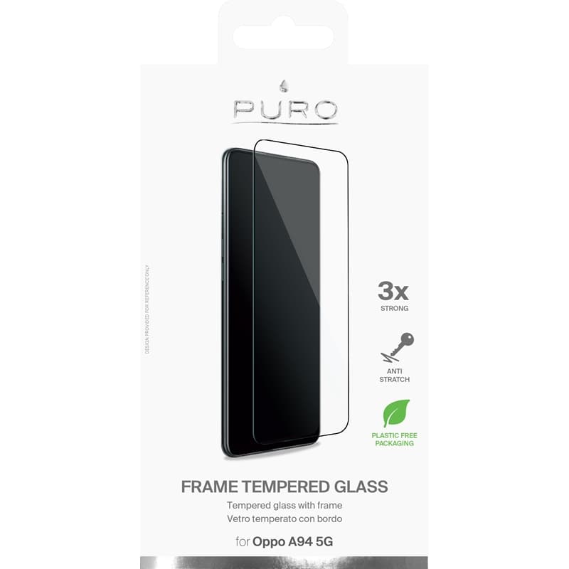PURO Frame Tempered Glass - Oppo A94 5G Tempered Glass Protective Glass (Black Frame) 3