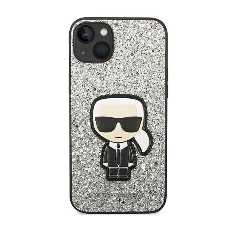 Karl Lagerfeld Glitter Flakes Ikonik - Case for iPhone 14 Plus (Silver) 3