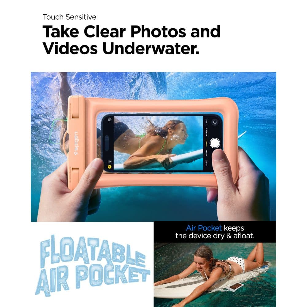 Spigen A610 Universal Waterproof Float Case - Case for smartphones up to 6.9" (Apricot) 4