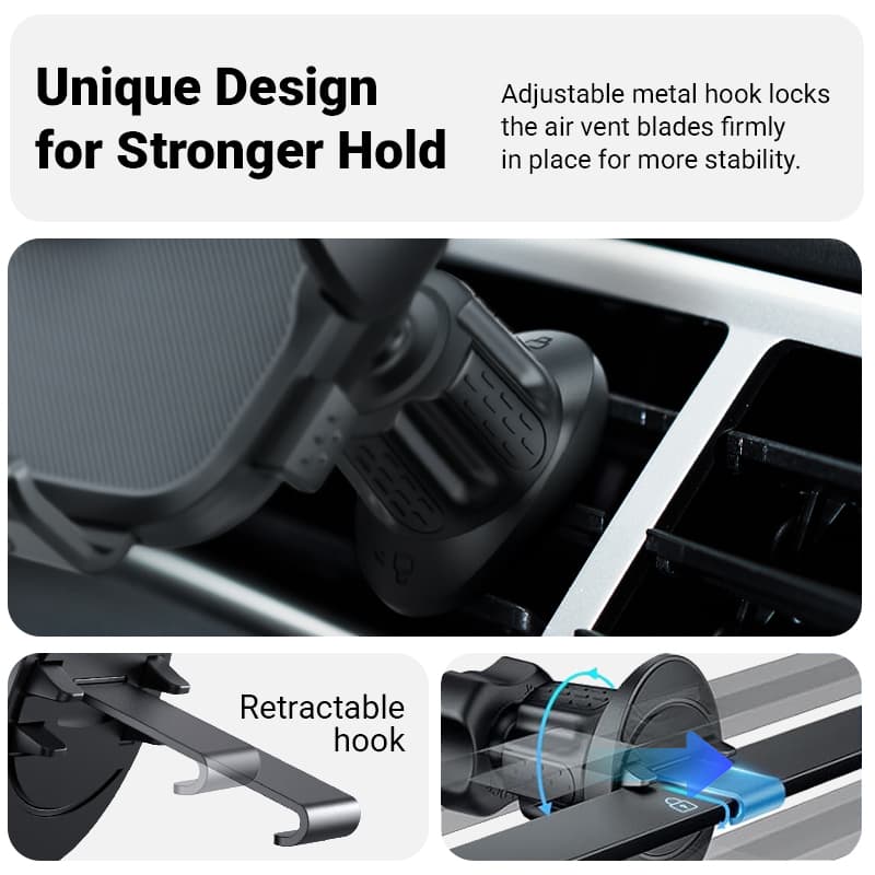 Crong Carclip Air Vent - Universal Car Air Vent Holder (Black) 4