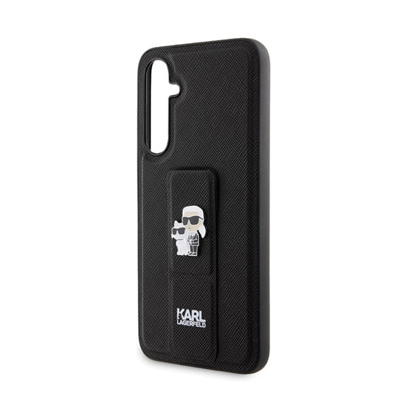 Karl Lagerfeld Gripstand Saffiano Karl & Choupette Pins - Samsung Galaxy S23 FE Case (black) 5