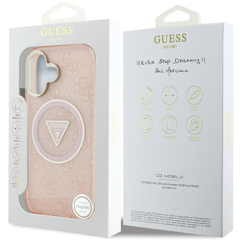 Guess IML Metal Glitter 4G Circle Triangle MagSafe - Case for iPhone 16 (pink) 8