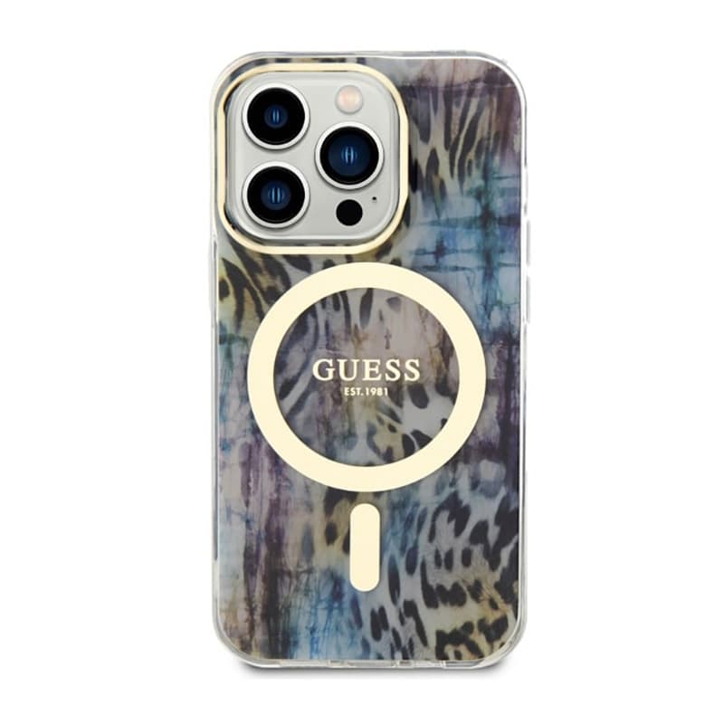 Guess Leopard MagSafe - Case for iPhone 14 Pro (Blue) 3